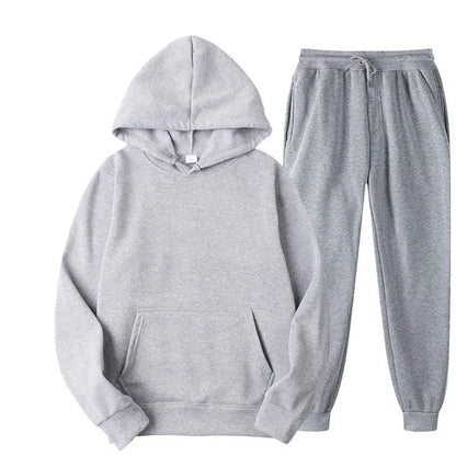Men Tracksuit 2 Pieces Sets Hooded Sweatshirt +Drawstring Pants Male Hoodies Running Sportswear Men Women Autumn Sportwear.