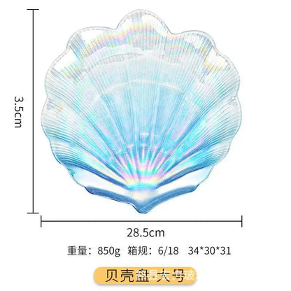 Creative Colorful Glass Shell Dishes Home Marine Fruit European Tray Snacks Ornaments Irregular Plates Home Decorative Plates.