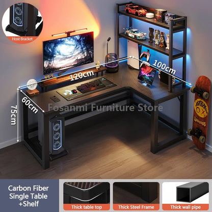 L-förmiger Eck-Gamer-Schreibtisch für das Heimbüro, breiter großer Computertisch mit Kabelloch, moderner schwarzer Gaming-Studien-Arbeitstisch