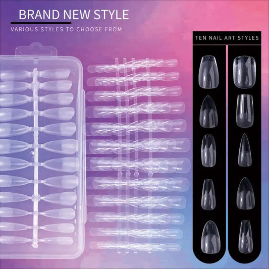 Fake Nail Press on Tips for Nails Extension Full False Acrylic Finger Short Artificial American Capsules Long Soft Gel Almond.