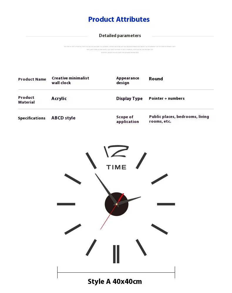 2023 Modernes Design, große Wanduhr, 3D-DIY-Quarzuhren, modische Uhren, Acryl-Spiegelaufkleber, Wohnzimmer, Heimdekoration, Horloge