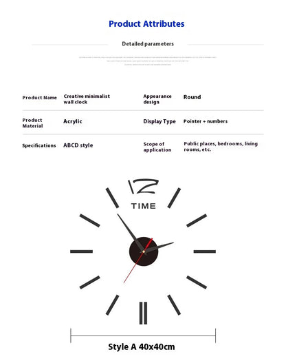 2023 Modernes Design, große Wanduhr, 3D-DIY-Quarzuhren, modische Uhren, Acryl-Spiegelaufkleber, Wohnzimmer, Heimdekoration, Horloge