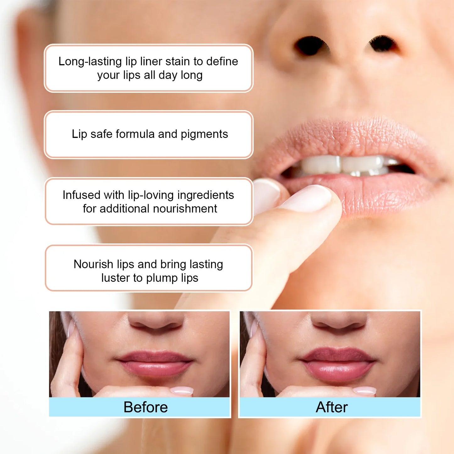 Waterproof Lip Liner Peel Off Tattoo Lipgloss Waterproof Long Lasting Matte Lip Tint Brown Contour Tear-off Lips Stain Cosmetic.