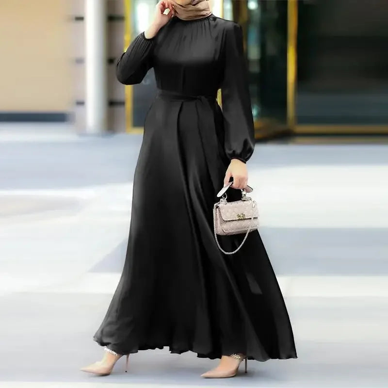 Muslim Maxi Dresses for Women Arabian Simple Loose Solid Elegant Dubai Turkey Islamic Temperament Muslim Plain Abayas for Women.