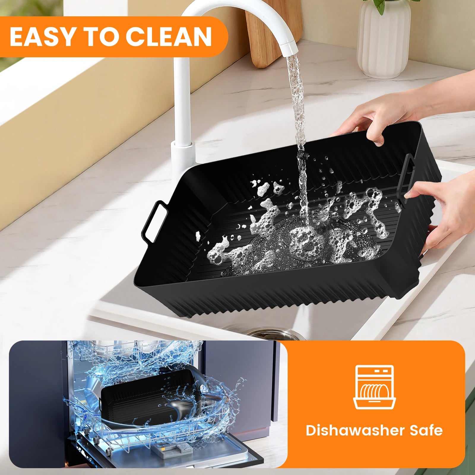 (No Machine) 3Pcs Air Fryer Liners Silicone Pad Tray for Ninja Flex Drawer AF500UK, 5.2L + 10.4L, Kitchen Air Fryer Accessories.