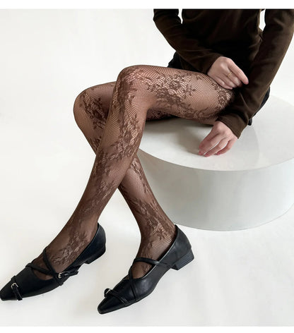 2025 New Tights Women Sexy Lace Floral Thigh High Stockings Pantyhose Lingerie Hosiery Mesh Fishnet Stockings Women Tights