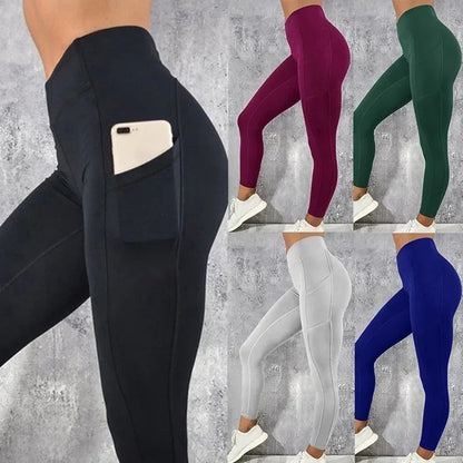 Yoga Fitness Women Leggings High Waist Tights with Pocket Gym Workout Running Stretchy Sexy Butt Liftting Casual Skinny Pants.