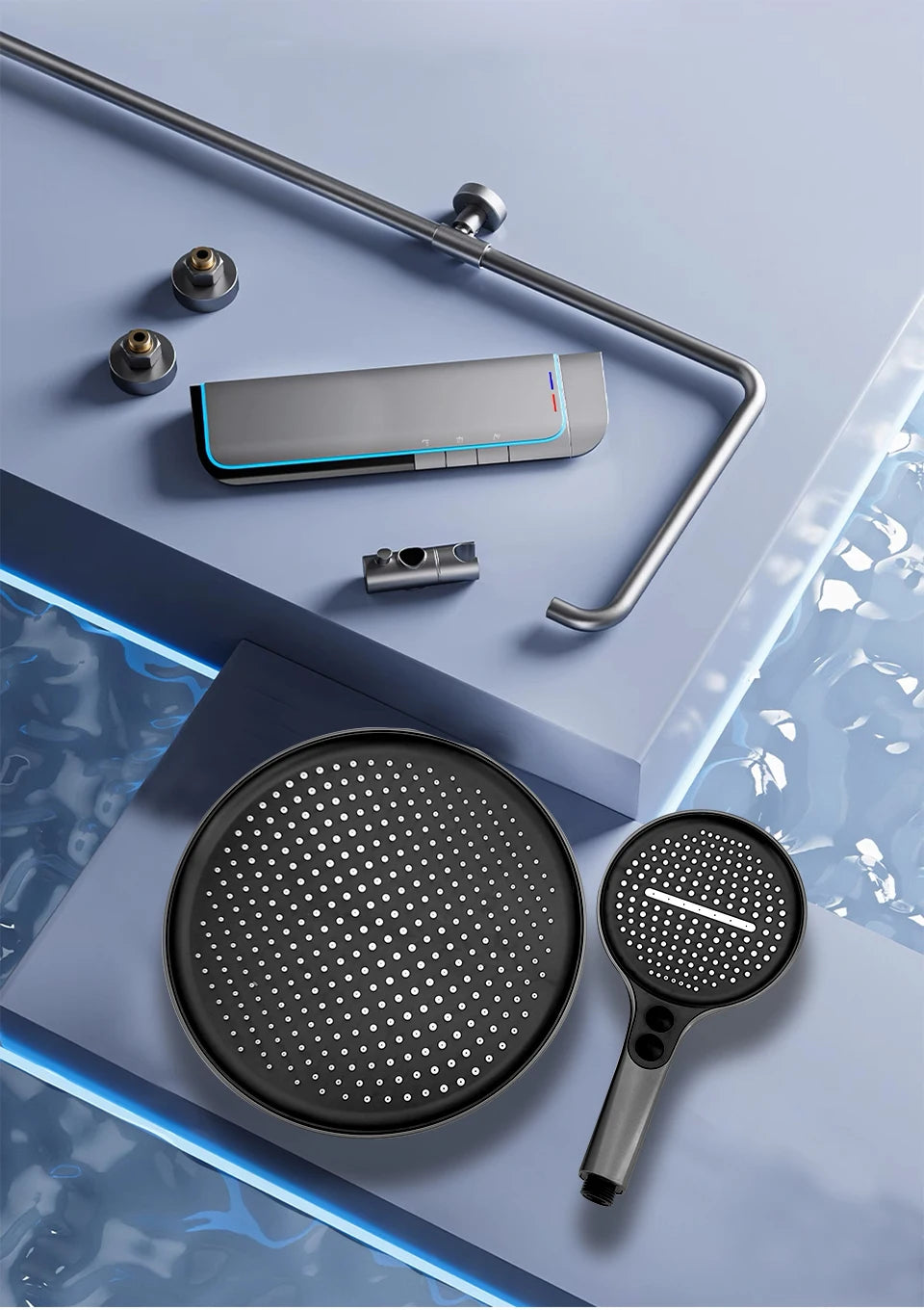 VGX Thermostatic Shower System Set Smart Digital Bathroom Shower Faucet Set Temperature Display Rainlfall Bathroom Shower Set