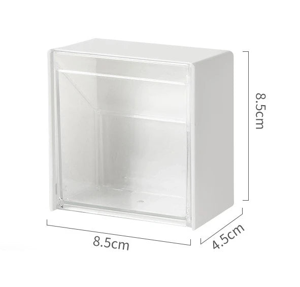 Wandmontierte Flip-Aufbewahrungsbox für das Badezimmer, nicht perforierte Aufbewahrungsbox für Wattestäbchen