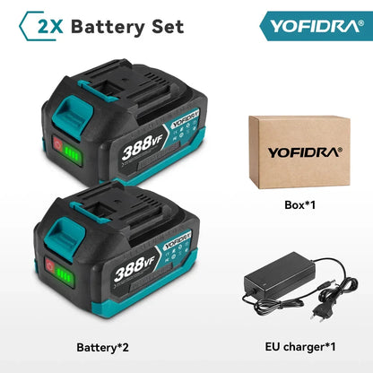 YOFIDRA 388VF 928VF wiederaufladbarer Lithium-Akku, 22500 mAh, 15000 mAh, Li-Ionen-Akku für elektrische Kettensäge, Bohrschlüssel, Elektrowerkzeug