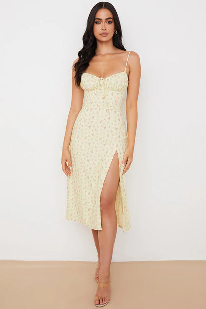 Hugcitar Frauen Elegante Blumen Strand Urlaub Bodycon Streetwear Langes Kleid 2024 Sommer Kleidung Großhandel Artikel Für Business.