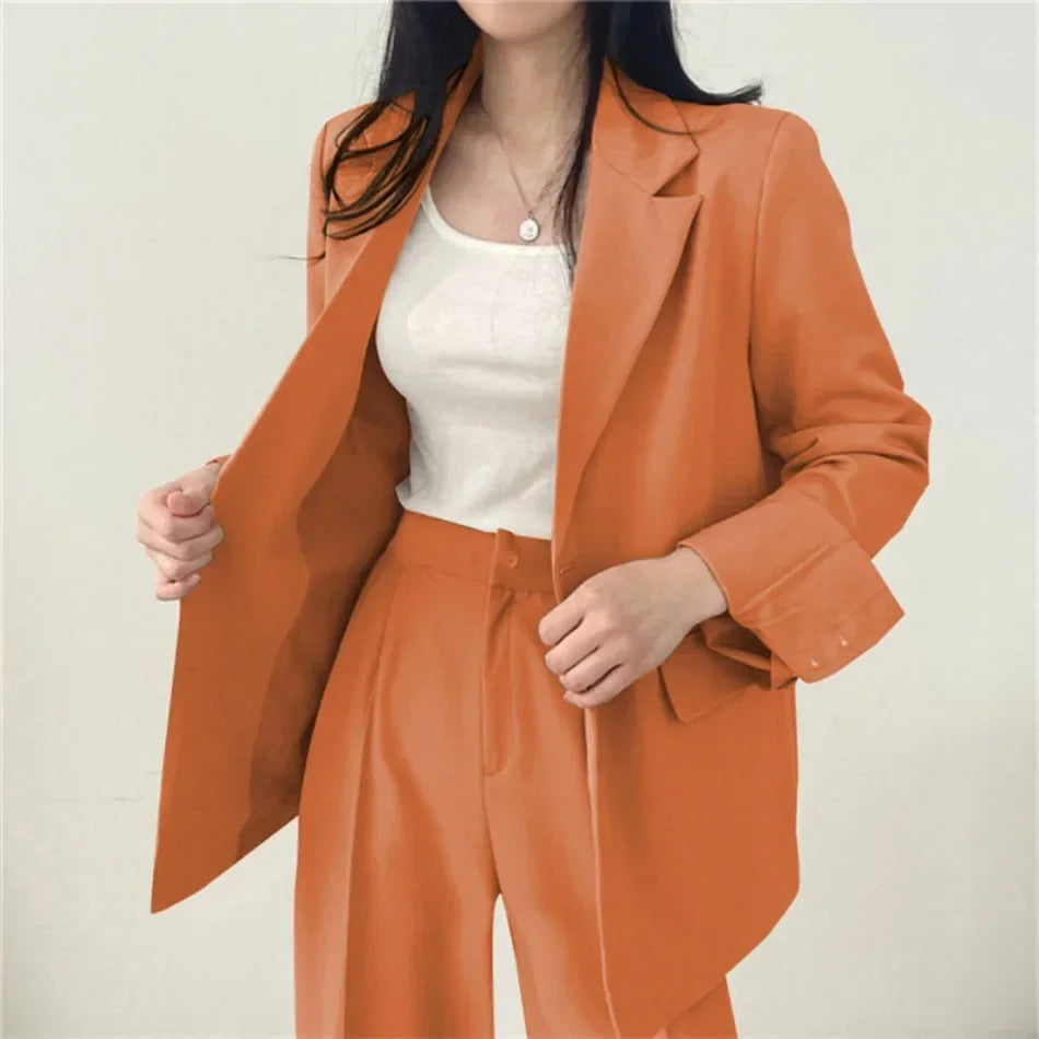 Mode 2-teilige Sets Damen Outfits Frühling Herbst Neu in Koreanische Hosen Sets Pendler Eleganter Anzug Mantel 2-teilige Sets Damen Jacke