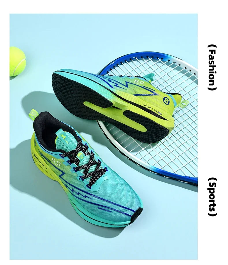 Men Sport Shoes Professional Cushioned Carbon Plate Running Shoes Breathable Lace-up Casual Sneakers Marathon Athletic Footwear.