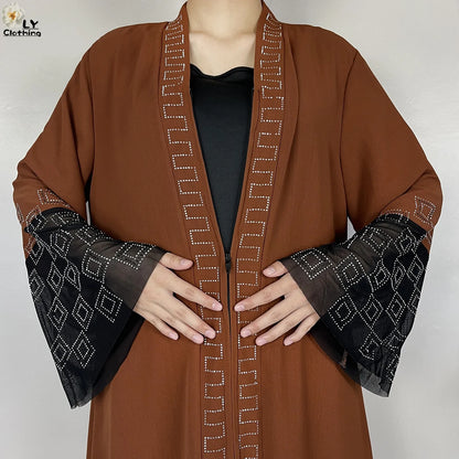2024 For Women Elegant Dresses Dubai Party Outfits Long Sleeved Chiffon Dashiki Muslim Women Robe Open African Abaya Clothing.