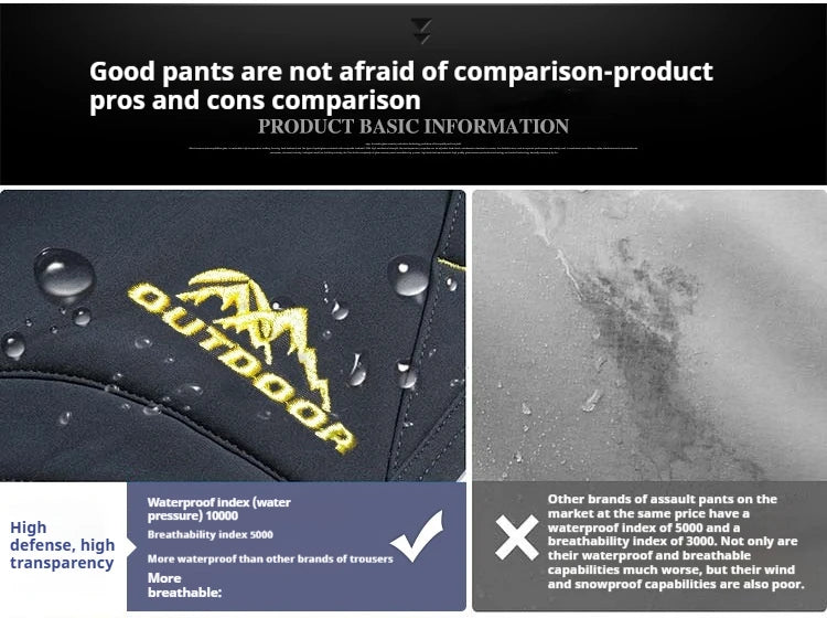 2025 New Trendy Two Wear Outdoor Windproof and Waterproof Tactical Pants for Men and Women Climbing Work Pants.