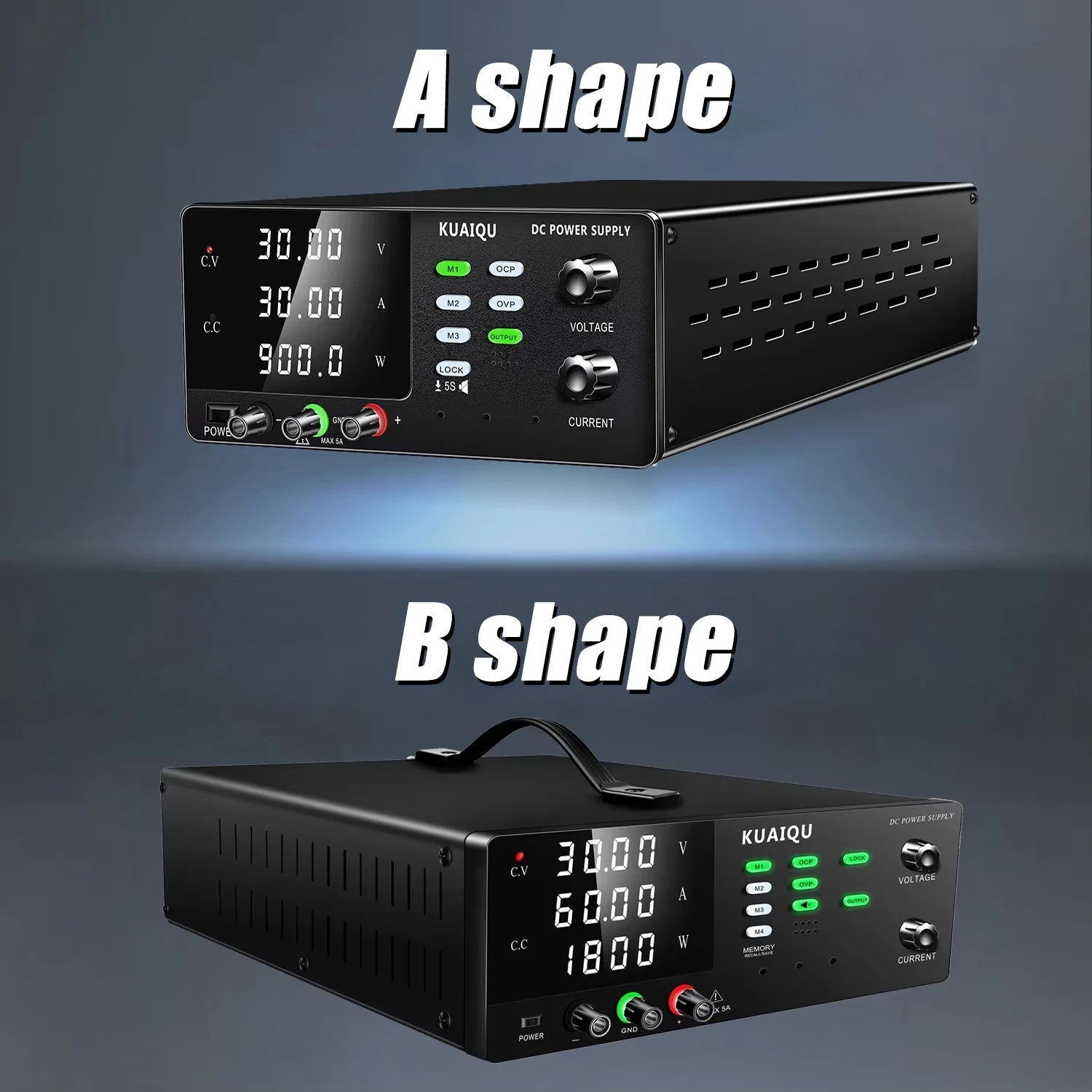 KUAIQU 3000W High Power Adjustable Bench Power Supply 1000V 300V 200V 100A 60A 30A Lab Power Supply OCP Alarm OVP Output Switch.