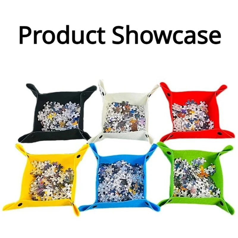 6 Colors Jigsaw Puzzle Disk Set 1000 Pieces Plus Portable Multifunctional Pad Storage Partition Tray for Kids and Adults.