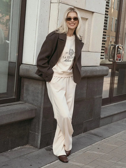 Bornladies Embroidered Hoodie Pants 2-piece Set Autumn New Casual Pants Women's O-neck Pullover Hoodie Suit