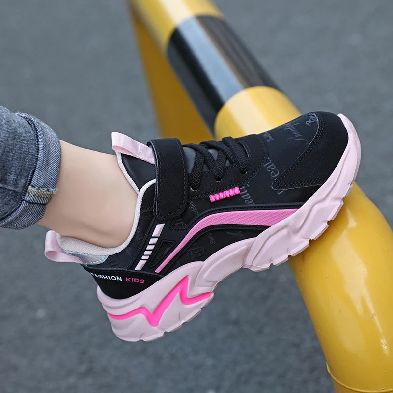 Kids Casual Pink Girls Leather Shoes Fashion For 7-15y Lightweight Running Young Student's Children Sports Girl's Shoe NBGAGA.