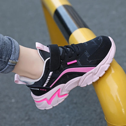 Kids Casual Pink Girls Leather Shoes Fashion For 7-15y Lightweight Running Young Student's Children Sports Girl's Shoe NBGAGA.