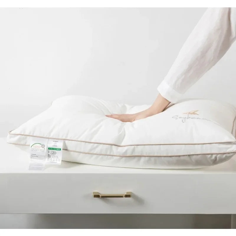 Class A cotton soybean fiber pillow core washable five-star hotel pillow adult neck protection household feather velvet pillow.