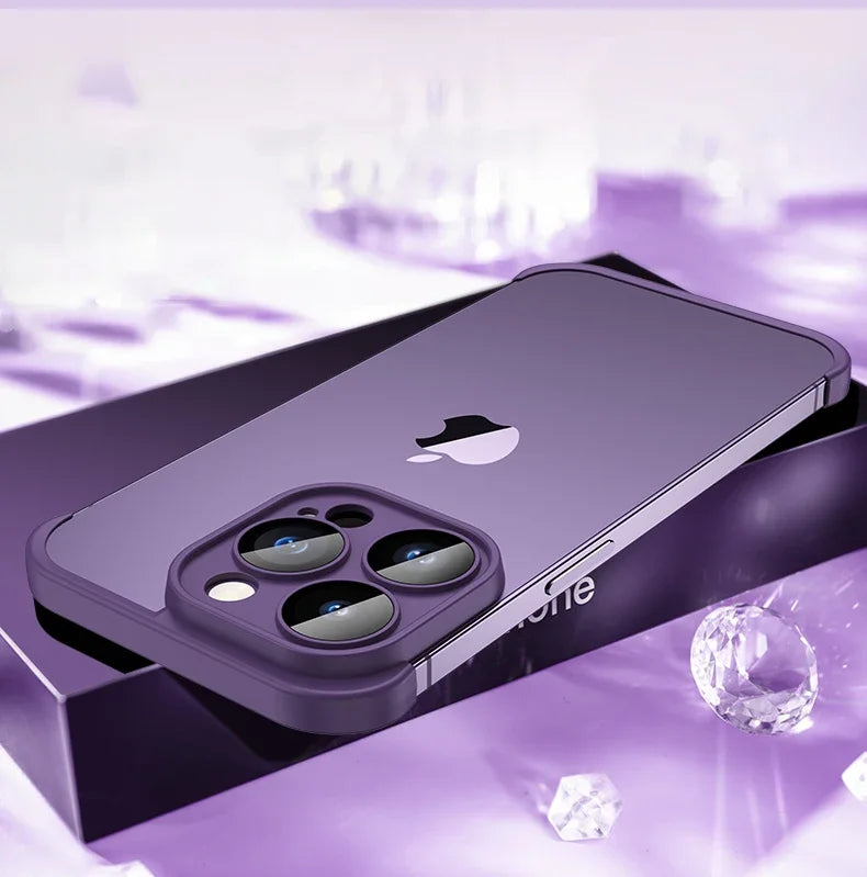 Frameless Silicone Bumper with Lens Protector Case for IPhone 17 Air 14 13 12 15 16 Pro Max Plus 15Pro 16Pro IPones Corner Cover.