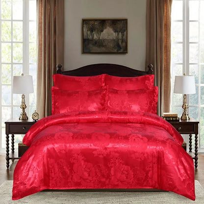 European Satin Jacquard Duvet Cover Set High Quality Smooth and Skin Friendly Comforter Cover Set Summer Bedding Kit for Adults