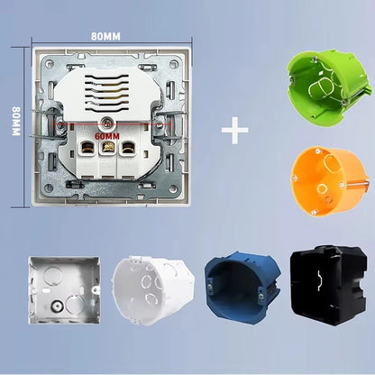 Europäische Wandsteckdose, EU-Steckdose, USB-Typ-C-Ladeanschlüsse, 1/2-Gang-Lichtschalter, 16 A 250 V, Unterputzmontage, weißes Panel, 80 x 80 mm.