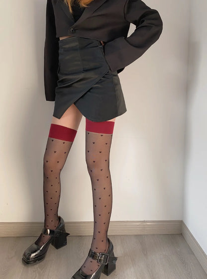 Women's Stockings Dot Printed Transparent Thigh High Stockings Lolita Cute Nylon Stockings for Girls Cosplay Fashion Long Socks.