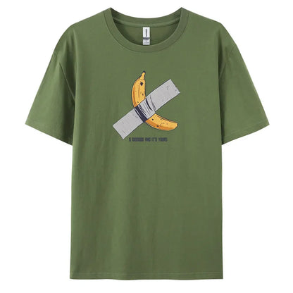 Banana Men's Casual Short-sleeved T-shirt with 100% Cotton Fashion print Tees oversize