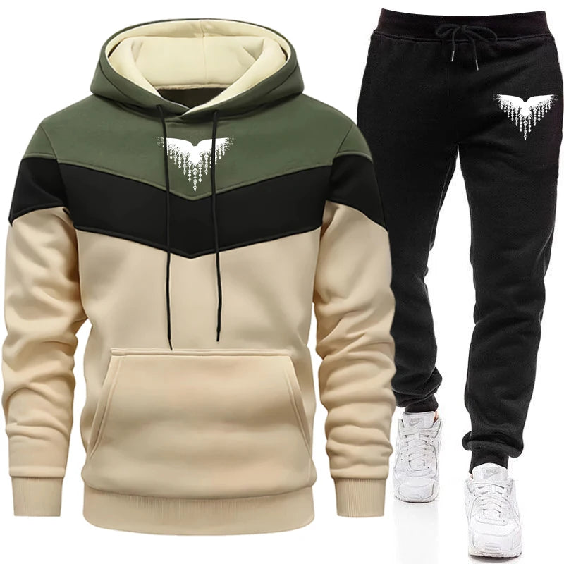 Viking Raven Men's Tracksuit Hoodie Sweatpants Urban Casual Fashion Sportswear Autumn Winter Home Outdoor Comfort Warm Outfit.