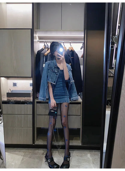 Sexy Blue Butterfly Net Stockings Women's Long Tube Socks Invisible Sweat Absorbent Polka Dot Design Pure Desire Stockings.