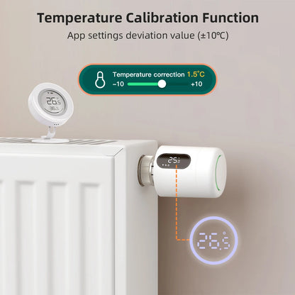 AVATTO 1~6PCS Tuya ZigBee TRV Thermostatic Valve,Smart Thermostat Radiator Actuator With Ambient Light,Alexa Google Home Alice.