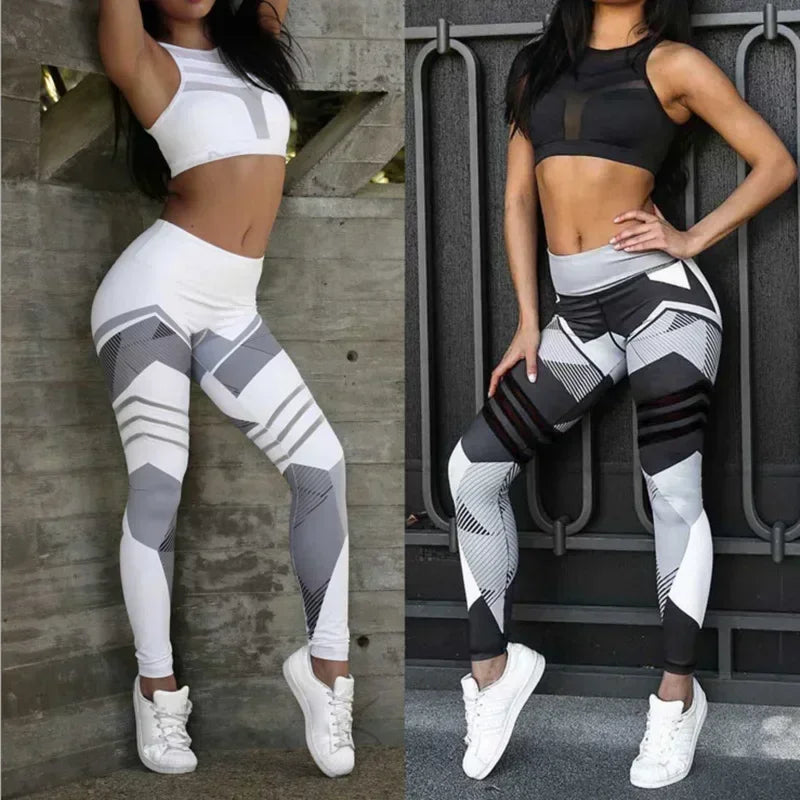 Women Quick Dry Sport Fitness Leggins Geometric Printed Sports Pants Yoga Pants Leggings Slim Tights Trousers For Women S-XXXL.