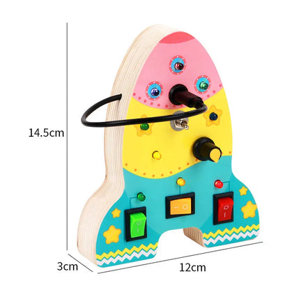 Montessori Busy Board Sensory Toys Wooden With LED Light Switch Control Board Travel Activities Children Games For 2-4 Years Old