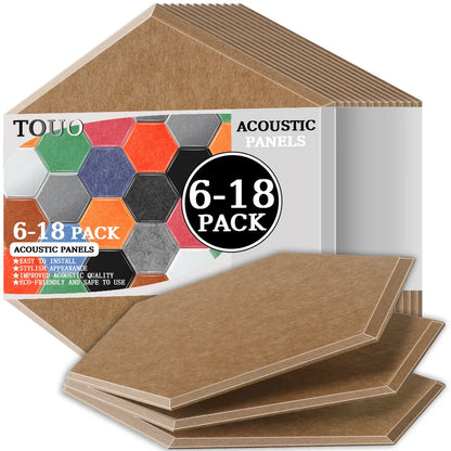 TOUO Acoustic Panels 6-18pc Noise Treatment Insulation Soundproofing Home Studio High Density Soundproof Wall Decor Bedroom