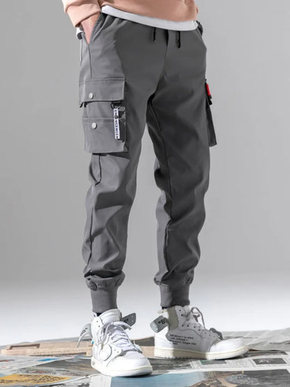2025  New Trendy Solid Color Pants, Multi Flap Pocket Men's Cargo Pants, Loose Casual Outdoor Pants, Men's Work Pants oversized.