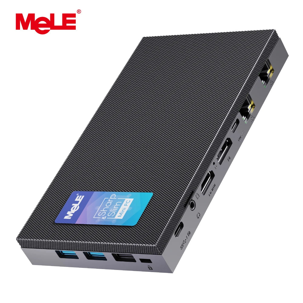 MeLE QuieterDL Fanless Mini PC 2.5Gb Dual LAN N100 Micro PC USB-C HDMI2.0+DP1.4 Triple Display Desktop Computers.