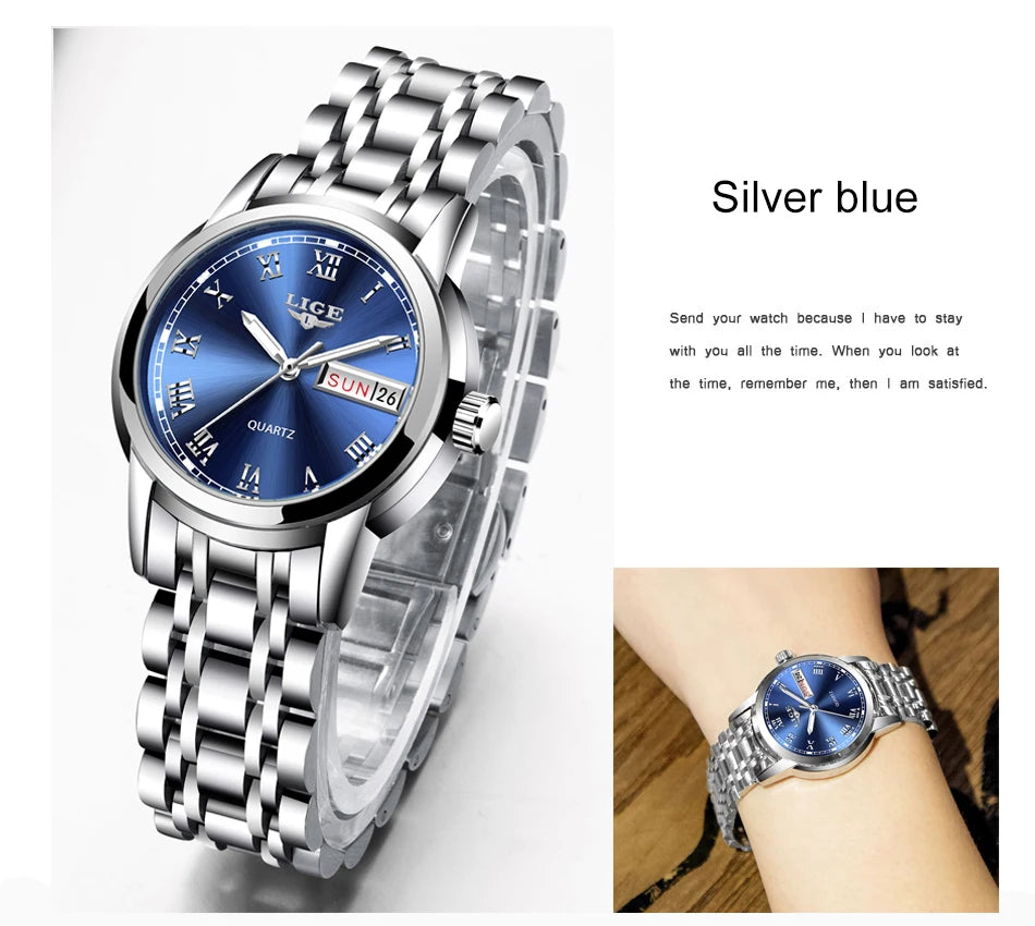 LIGE 2025 New Gold Watch Women Watches Ladies Creative Steel Women's Bracelet Watches Female Waterproof Clock Relogio Feminino.