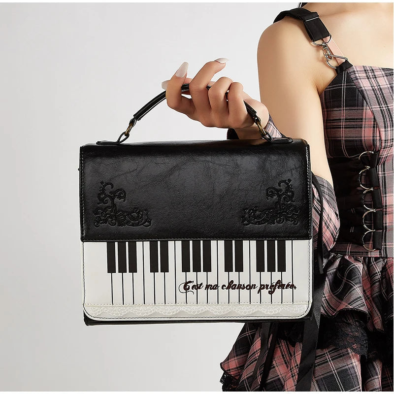 Fashion Polka Dot Ladies Piano Bag New Style Niche Underarm Shoulder Bag Sweet Personality Piano Backpack Women's Bag Square Bag.