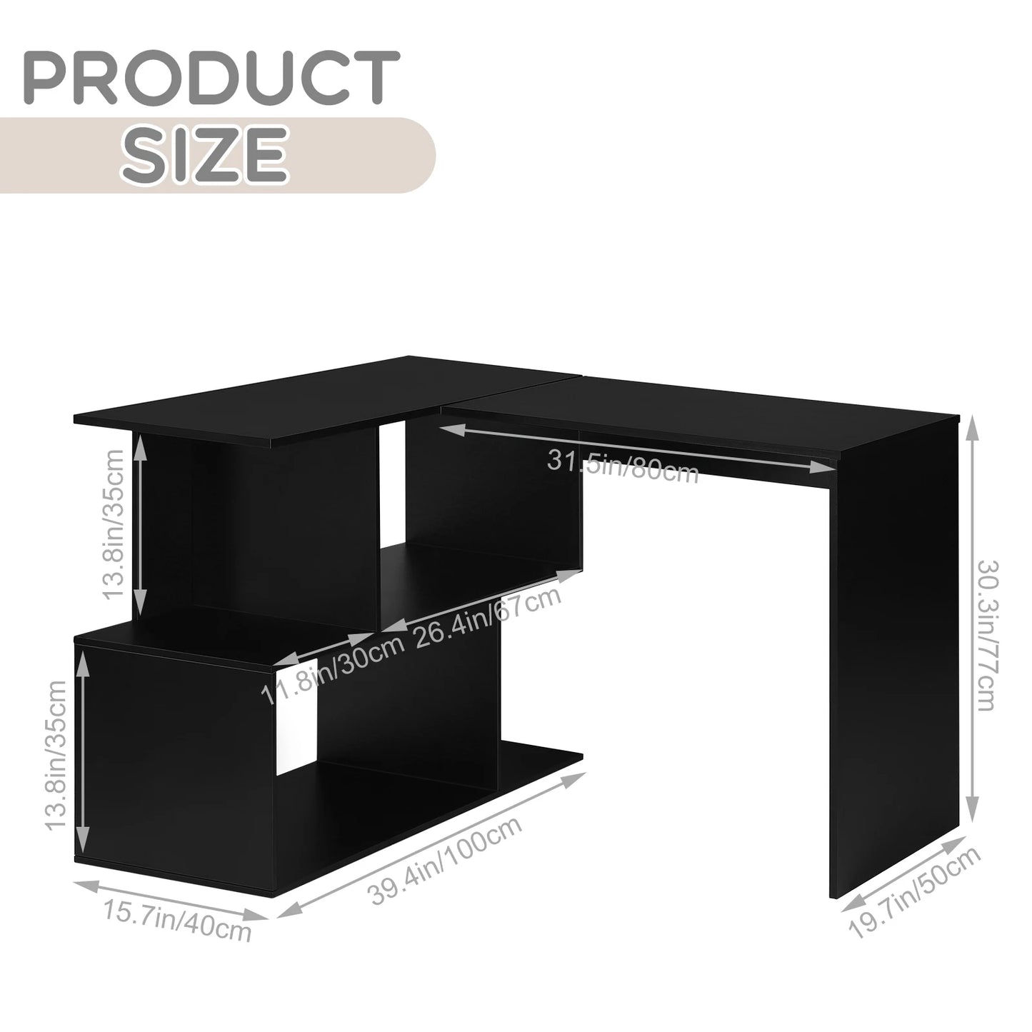 WOLTU Arbeits-PC-Computertisch aus Spanplatte mit Regalen für Arbeitszimmer, Studenten, Schreibtisch, Büro, Arbeit, Wohnmöbel