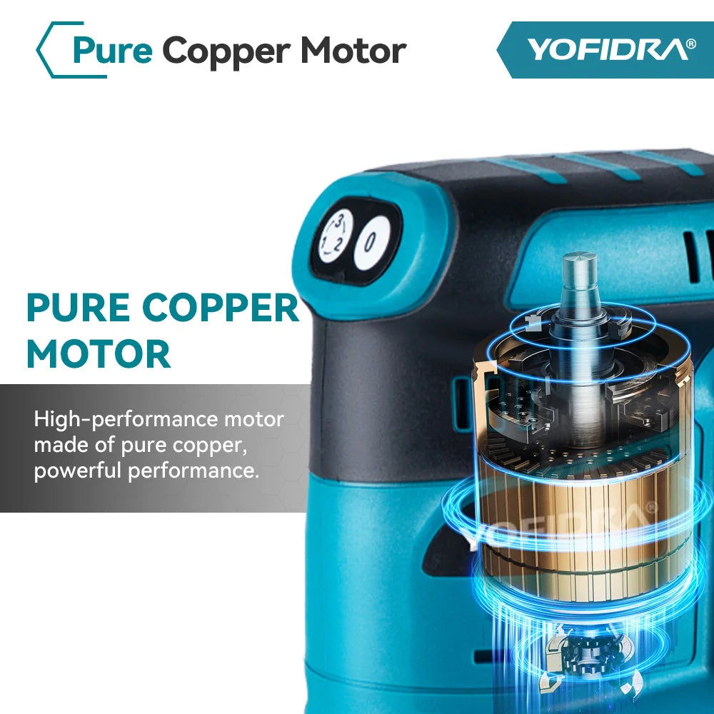 YOFIDRA Elektrische Exzenterschleifer 125 MM Akku-schleifen Schleifen Polieren Maschine Holzbearbeitung Power Tool Für Makita Batterie Pin