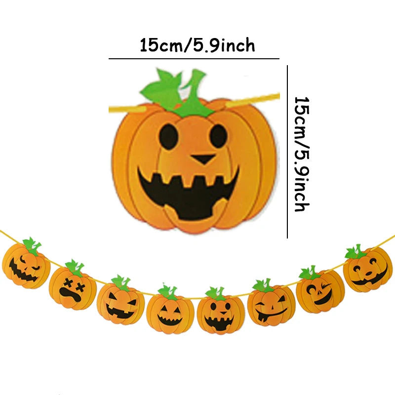 1set Halloween Banner Geist Fledermaus Kürbis Papier Banner Party Favors Kinder Zimmer Tür Wand Fenster Aufhänger Baby Schule Ornament de.