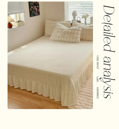 4pcs Grey Rabbit Fur Bedding Set Thick Milk Plush Winter Duvet Cover Warm Bed Sheets, Queen Size Four Piece Set  Bedroom Decor.