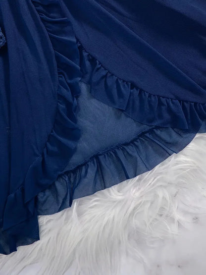 A Set Of Tulle Ultra Sexy Nightgown V-neck Bra Open Sleep Skirt Night Erotic Dress Woman Sheer Pajamas Lingerie Pants Luxury kit.