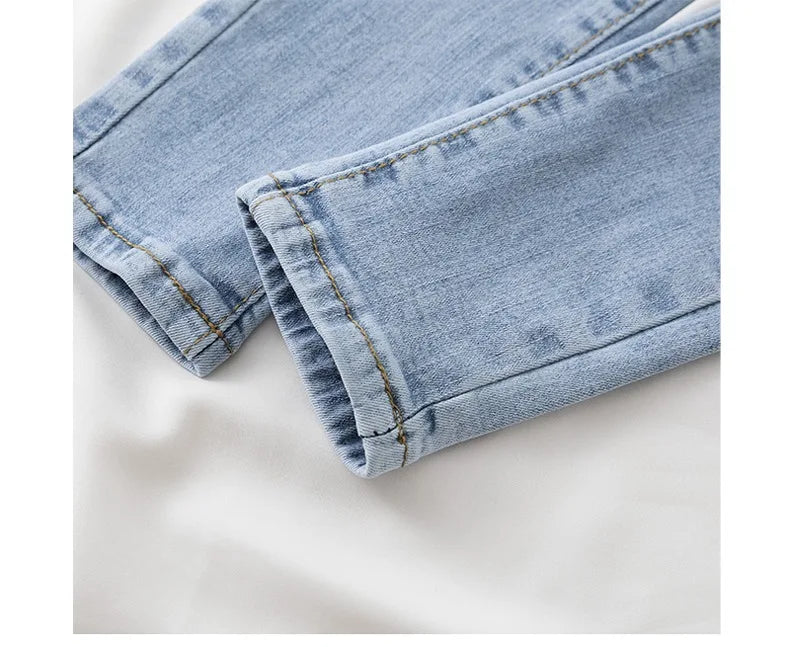 High-Waisted Slimming Jeans Women's Spring Summer New Style Outerwear Tight Fitting Elastic Waistline Legging Shoes
