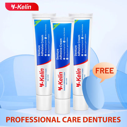 Y-Kelin Denture Adhesive Cream 120Gram (40g*3 Packs) Strong Dentadura Prosthesis Teeth GlueRemovable False Elderly Gift.