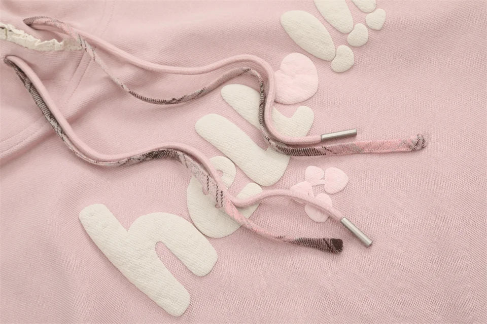 GIBSIE Plus Size Kängurutasche Kordelzug Hoodies Damen Herbst und Winter Kapuze Langarm bedruckt lose Sweatshirt Tops.