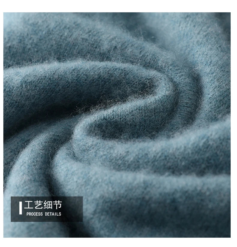 2025 Autumn Winter New Men's Wool Sweater Solid Color V-Neck Pullover Sweater Casual Loose Business Knit Plus Size Base Sweaters