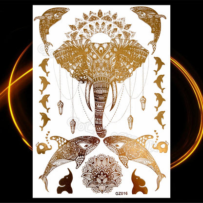 1PC Summer Style Men Women Body Art Gold Metallic Tattoo Sticker HYS-101 Chain Bracelet Fake Jewelry Waterproof Temporary Tattoo